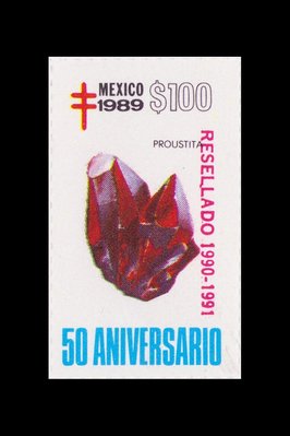 Proustite (timbre) - Mexique - 1989 -- 13/08/08 Proustite (timbre) - Mexique - 1989 -- 13/08/08