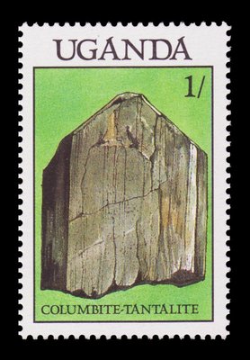 Colombite / Tantalite (timbre) - Ouganda - 1988 -- 12/07/08 Colombite / Tantalite (timbre) - Ouganda - 1988 -- 12/07/08