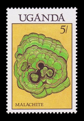 Malachite (timbre) - Ouganda - 1988 -- 12/07/08 Malachite (timbre) - Ouganda - 1988 -- 12/07/08