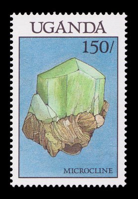 Microcline / Amazonite (timbre) - Ouganda - 1988 -- 12/07/08 Microcline / Amazonite (timbre) - Ouganda - 1988 -- 12/07/08