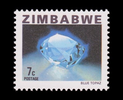 Topaze bleue (timbre) - Zimbabwe - 1980 -- 22/08/08 Topaze bleue (timbre) - Zimbabwe - 1980 -- 22/08/08